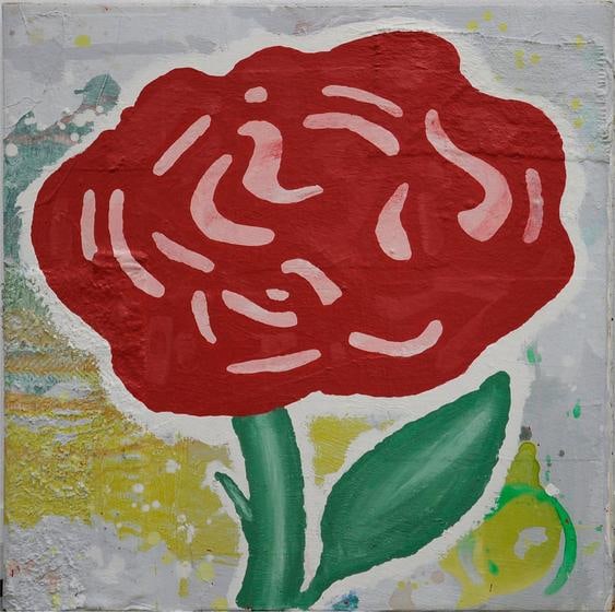 Donald Baechler, Userfill in Theory, 2003, mixed media on canvas, 24.02 x 24.02 inches/61 x 61 cm