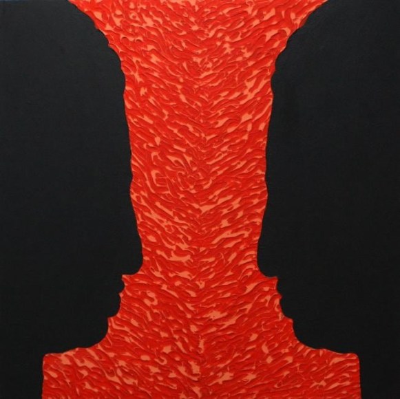 Lee Waisler, Buddha/ Buddha, 1984, Mixed media on canvas, 91 x 91 cm