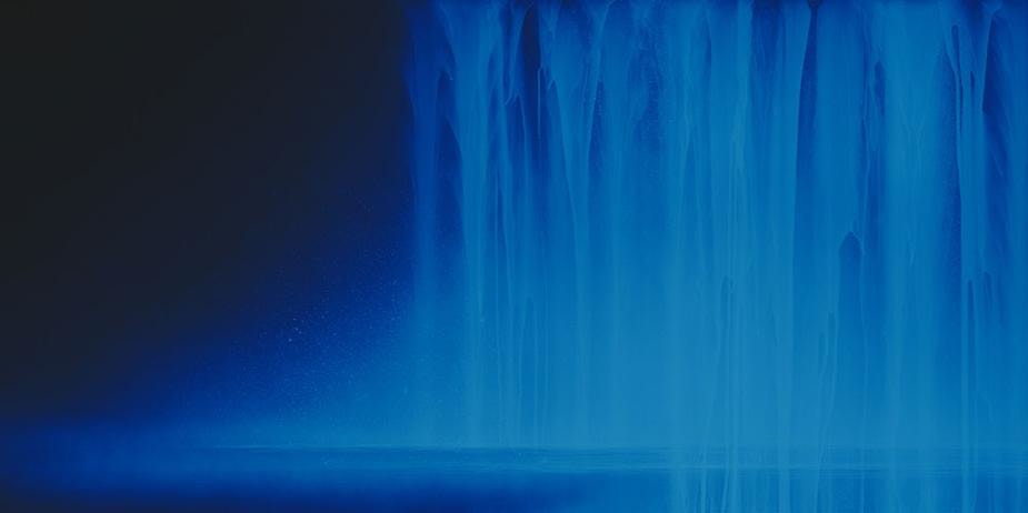 Hiroshi Senju, Falling Water, 2013, Acrylic and fluorescent pigments on Japanese mulberry paper, 33 1/2 x 66 7/8 inches &copy; 2013 Hiroshi Senju
