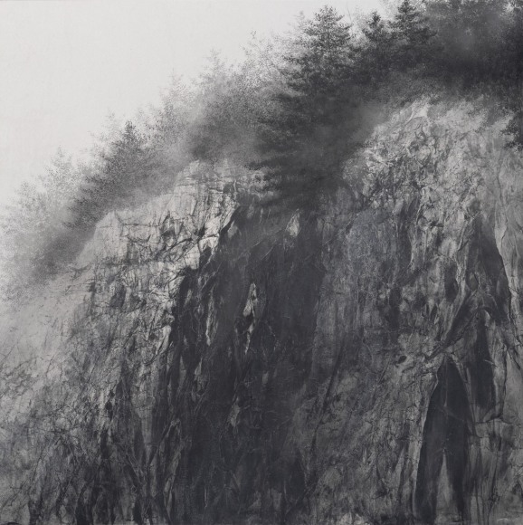 Hiroshi Senju, Cliff, 2020, natural pigment and platinum on Japanese mulberry paper mounted on board