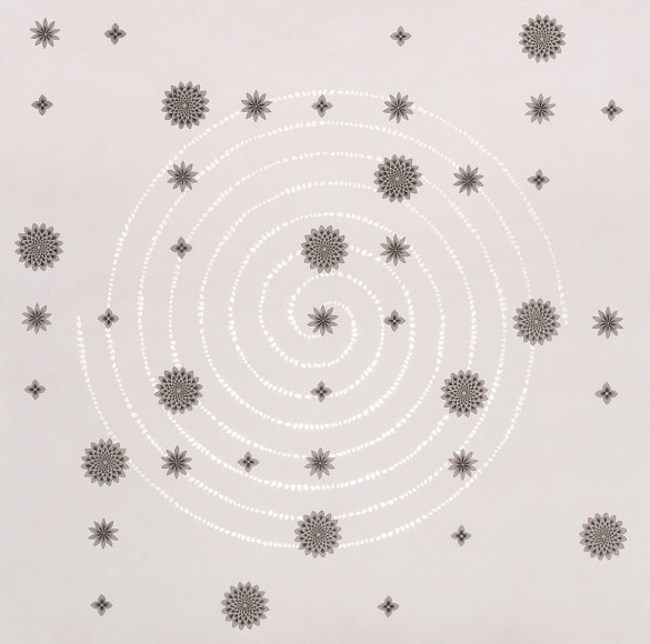 Olivia Fraser, Constellation, 2018, stone pigments, Arabic gum & platinum leaf on handmade paper, 91.4 x 91.4 cm (36 x 36 inches)