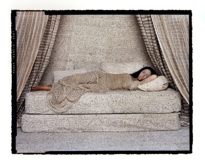 Lalla Essaydi, Les Femmes du Maroc: Reclining Odalisque #2, 2008, chromogenic print mounted to aluminum with a UV protective laminate