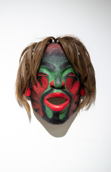 Beau Dick, Yo'lakwame, 1998, red cedar, acrylic, horsehair, 33 x 26.7 x 7.6 cm (13 x 10.5 x 3 inches)