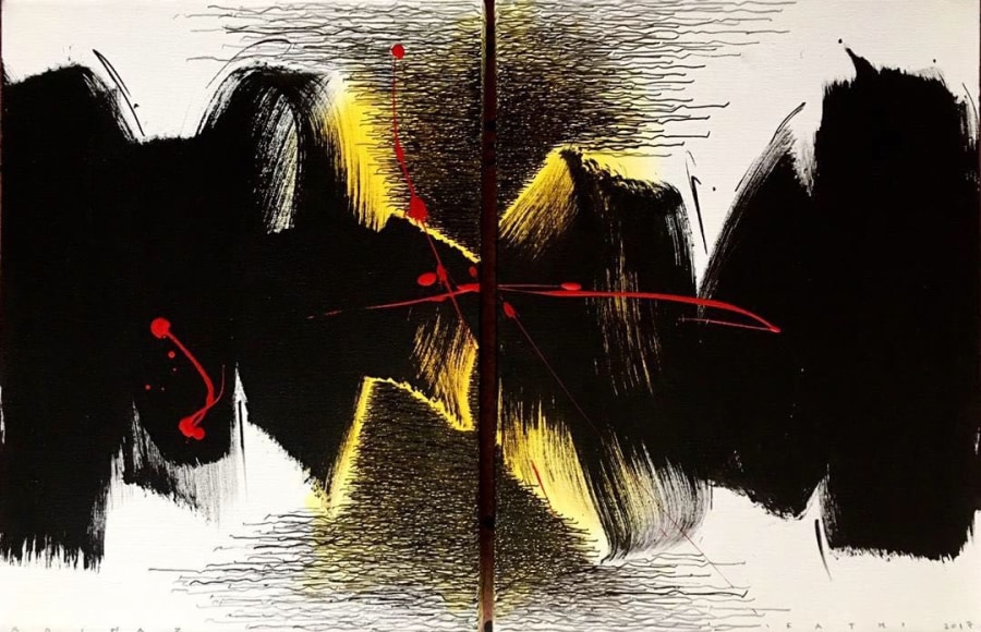 Golnaz Fathi, Untitled, 2017, acrylic, pen and varnish on canvas, 40 x 60 cm (15.8 x 23.6 inches)