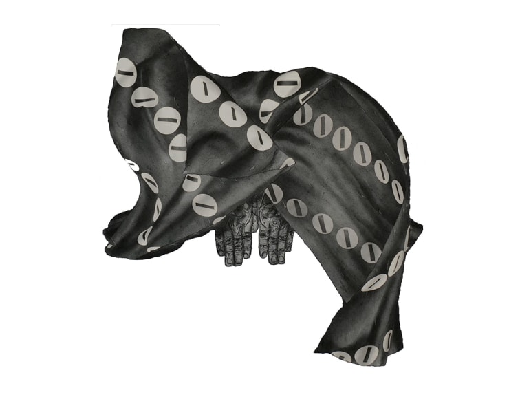 Nadiah Bamadhaj, Taking No for an Answer, 2024, charcoal on paper collage, 96 x 101 cm (37.8 x 39.8 inches)