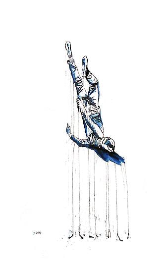 , Jason Wee, Self-Portrait (Falling Dogman), 2014, watercolor on canvas, 90.5 x 59 inches/230 x 150 cm