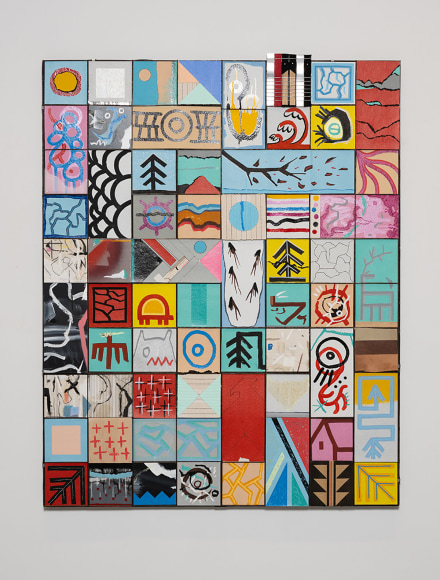 Matthew Kirk, Be There for You, 2023, mixed media on Target paper, canvas, cedar, Coroplast, cotton, leather and Masonite, 152.4 x 122 cm (60 x 48 inches)