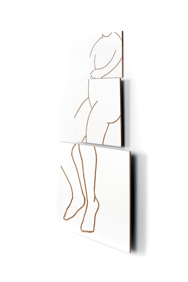 Susan Weil, Sitting in Space, 2017, engraved panels, 96.5 x 45.7 x 8.9 cm (38 x 18 x 3.5 inches)