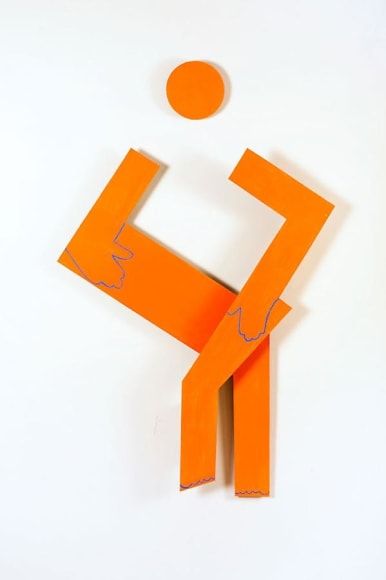 Susan Weil, Sitting Squarely, 2009, Acrylic on masonite, 55 x 33.5 x 3.75 inches