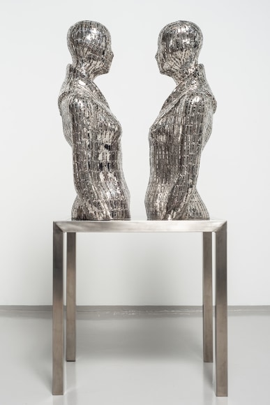 Tayeba Lipi, Mirror, 2017, stainless steel, 122 × 61 × 50 cm (48 × 24 × 16.7 inches)