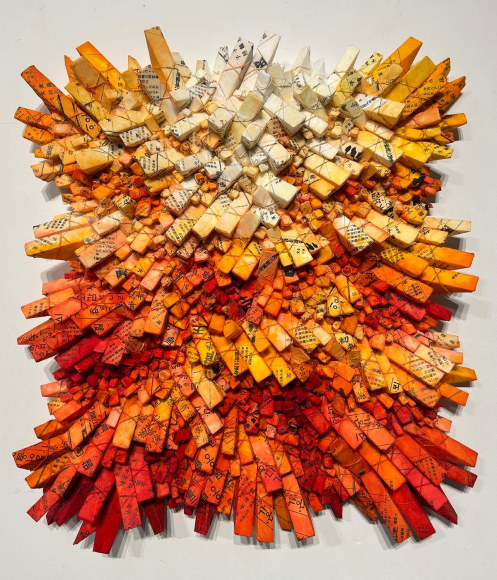 Chun Kwang Young, Aggregation 24 &ndash; FE077, 2024, mixed media with Korean mulberry paper, 72 x 63 cm (28.3 x 24.8 inches)
