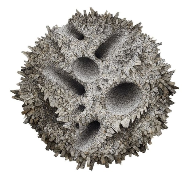 Chun Kwang Young, Aggregation 19-AU073, 2019, mixed media with Korean mulberry paper, 59 inches/150 cm tondo