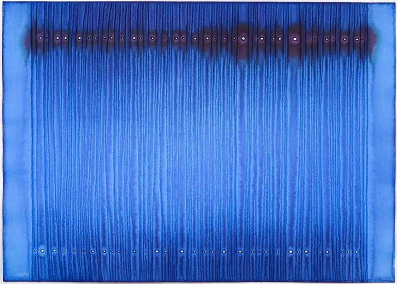 Sohan Qadri, Rajas III, 2007, ink and dye on paper, 39 x 55 inches