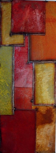 Nathan Slate Joseph,  Vertical Man II , 2006, Pure pigment on galvanized steel, 40 x 15 x 2&quot;