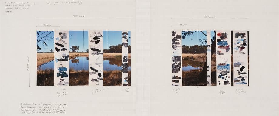 , Bendigo: Fields of Subjectivity, 2014, one photograph, seven drawings, 19.75 x 43.75 inches/50 x 111 cm