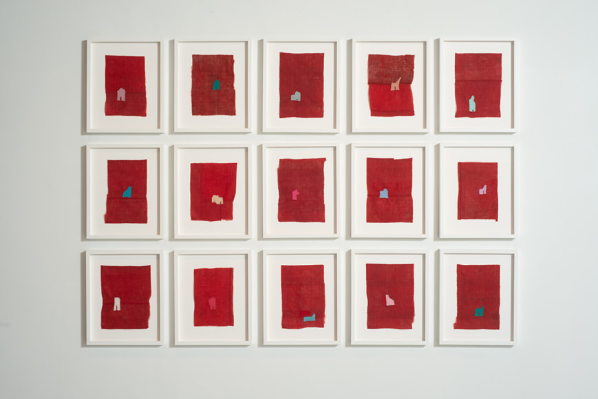 Tanya Gill, Altered series, 2013-2018, thread darned into found cloth, various sizes