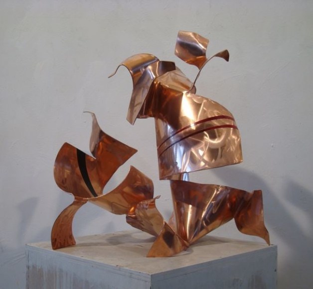 Fré Ilgen, Autotunage, 2011, red copper, industrial paint, 61 x 57.2 x 50.2 cm (24 x 22.5 x 19.75 inches)