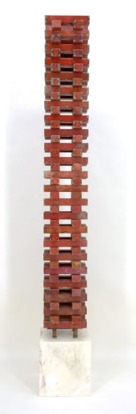 Nathan Slate Joseph, Urbana XIII (red), 2007, pure pigment on steel mounted on marble base, 188 x 25.4 x 25.4 cm (74 x 10 x 10 inches)