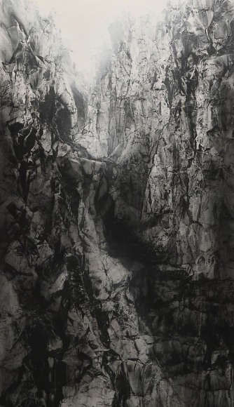 , Hiroshi Senju, Cliff, Pure natural pigment on Japanese mulberry paper, 76 5/16 x 44 1/8 inches