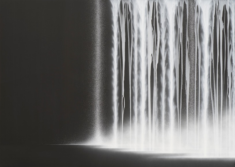Hiroshi Senju, Waterfall, 2023, pigments on Japanese mulberry paper mounted on board, 162 x 227 cm (63.8 x 89.5 inches)