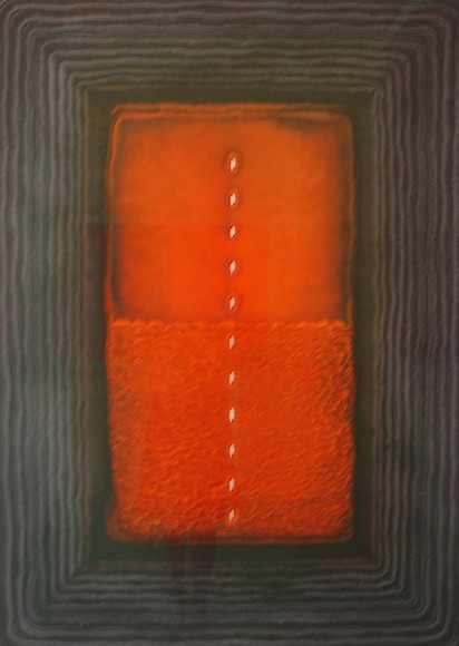 Sohan Qadri, Dhira, 2005, Ink & dye on paper, 55 x 39"