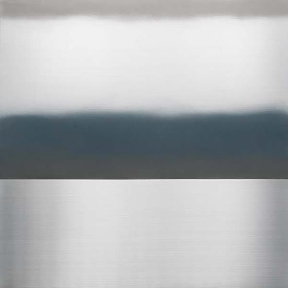 , Miya Ando, Ephemeral Blue Grey Winter, 2015, pigment, urethane on aluminum, 48 x 48 inches