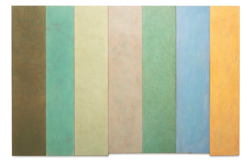 Robert Yasuda, Waianae, 2022, acrylic on fabric on wood, 203.2 x 309.9 centimeters (80 x 122 inches)