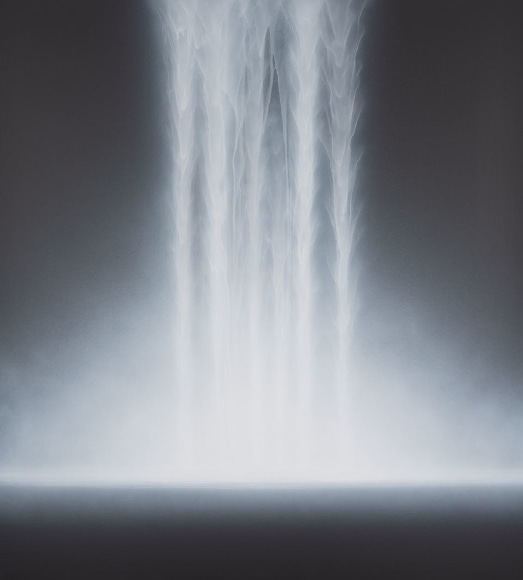Hiroshi Senju, Waterfall, 2018, acrylic and natural pigments on Japanese mulberry paper, mounted on board, 140 x 127 cm (55.1 x 50 inches)