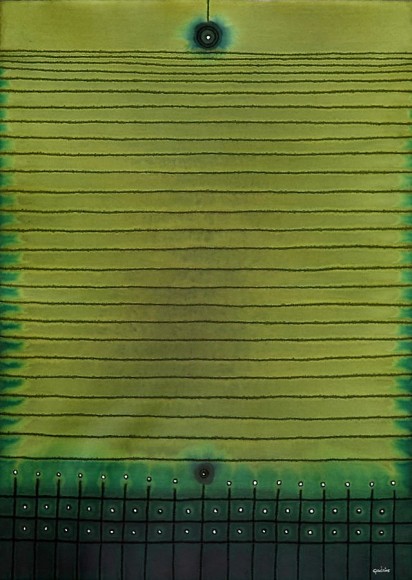 Abhasal, 2008, Ink and dye on paper, 55 x 39&quot;