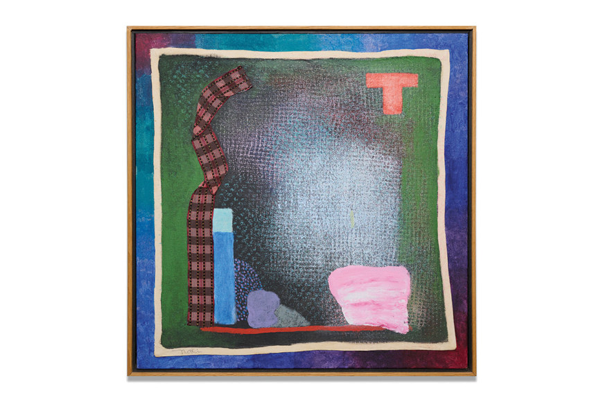 Robert Natkin, Leda's Ribbon, 2003, acrylic, ribbon, napkin on canvas, 51.4 x 50.8 cm (20.3 x 20 inches)