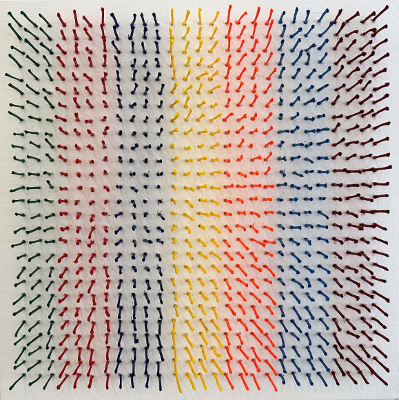 Goosebumps 1, 2023, yarn on canvas, 15 x 15 x 2.5 inches/38.1 x 38.1 x 6.4 cm