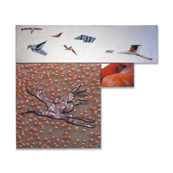 Fly By, 2013, mixed media on canvas, 60 x 52 inches