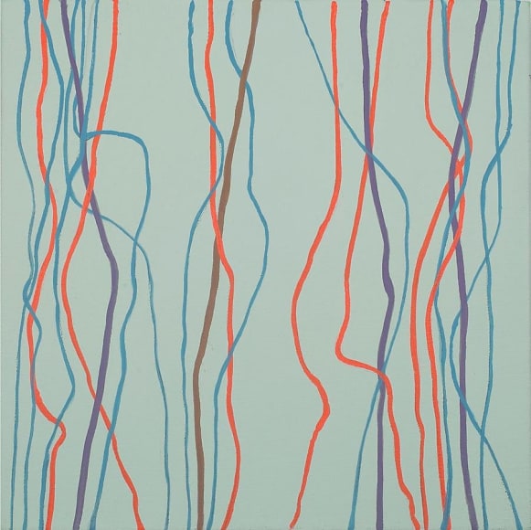 Betty Weiss, Dangle, 2011, acrylic on canvas, 12 x 12 inches