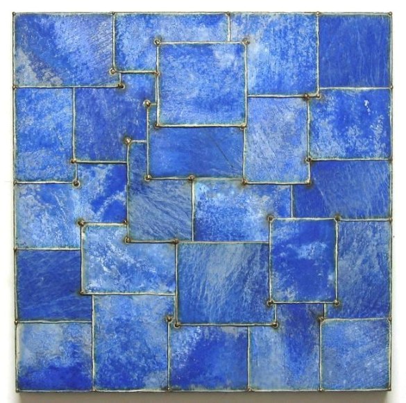 Blue Moe, 2005,  Pure pigment on steel, 36 x 36&quot;