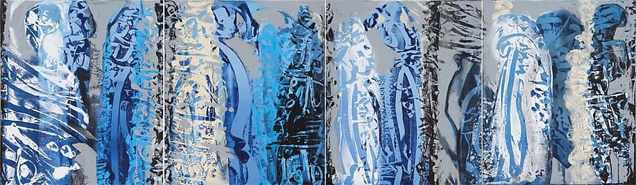 , Ahmad Moualla, Untitled, 2010, acrylic on canvas, 23.6 x 78.7 inches