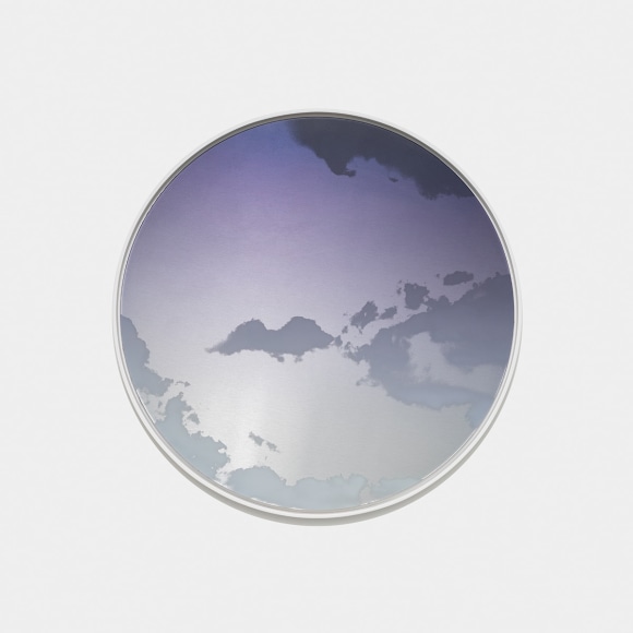 Miya Ando, Evening Cloud (Yuugumo) February 1 2023 NYC 5:12 PM, 2023, micronized pure silver, ink, urethane, resin, aluminum composite, 105 x 105 cm (41.5 x 41.5 inches)