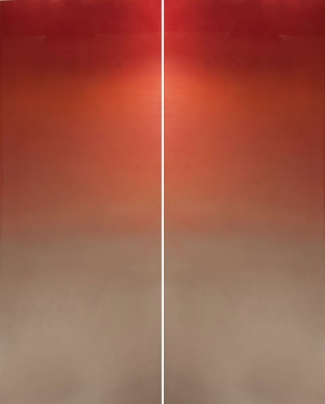 Meditation Red, 2013, patina, pigment, resin on aluminum, 24 x 60 inches each