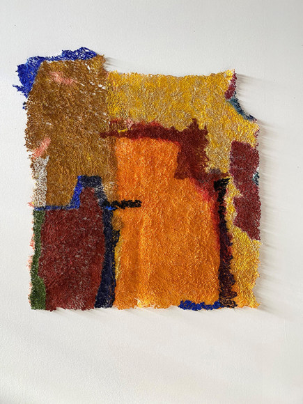 Neha Vedpathak, Making Home (native, alien), 2020, plucked Japanese handmade paper, acrylic paint, thread