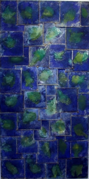 Nathan Slate Joseph,  Jaipur Teej , 2006 Pure pigment on galvanized steel, 72 x 36 x 2&quot;