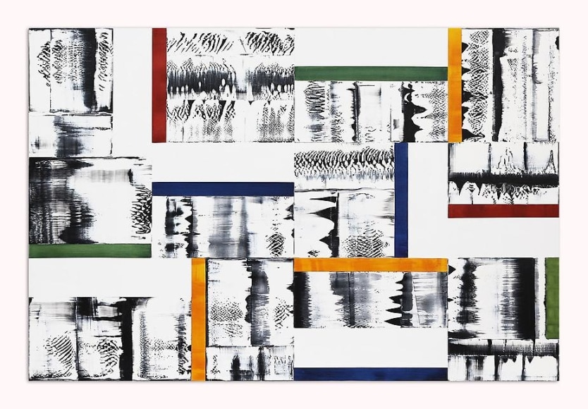 , Ricardo Mazal, Composition in Yellow, Green, Red and Blue 2, oil on linen, 63 x 94.5 inches