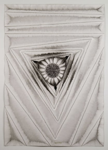 Sohan Qadri, Puja III, 2006, ink and dye on paper, 39 x 27 inches/99.1 x 68.6 cm