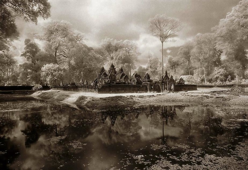 "Banteay Srei and Moat", Silver Gelatin Print, 20 x 40"