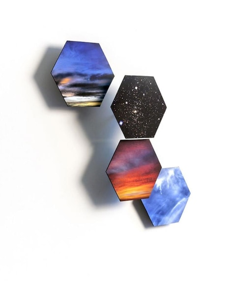 Sky Ride, 2013, collage on masonite, 21 x 24 x 4 inches