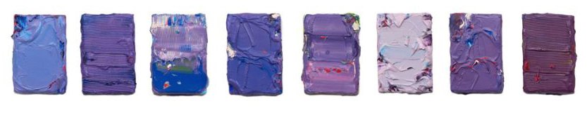 Jane Lee, Purple Blues Mini (set of 8), 2022, 32 x 21 x 3 cm each (12.6 x 8.3 x 1.2 inches)