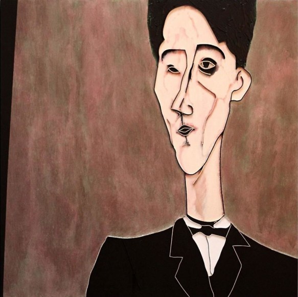 Jean Cocteau (after Modigliani), 2012, acrylic and wood on canvas, 36 x 36 inches