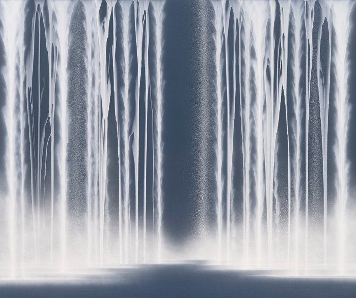Hiroshi Senju, Waterfall, 2023, pigments on Japanese mulberry paper mounted on board, 162 x 194 cm (63.8 x 76.3 inches)