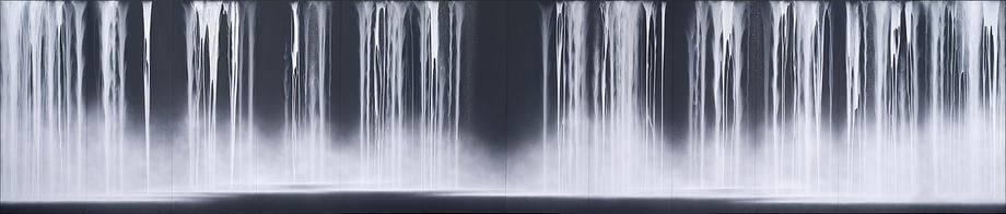 , Hiroshi Senju, Ryujin I, 2014, acrylic and fluorescent pigments on Japanese mulberry paper, 94 1/2 x 448 7/8 inches/240.03 x 1140.14 cm.