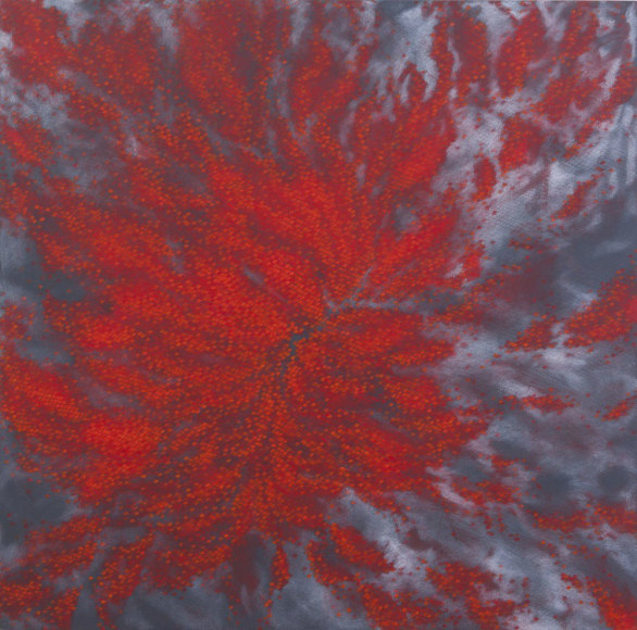 Hosook Kang, Flame, 2011, acrylic on canvas, 152.4 x 152.4 cm (60 x 60 inches)