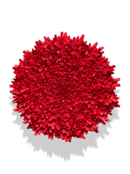 Chun Kwang Young, Aggregation 23 - JL092 (Star 15), 2023, mixed media with Korean mulberry paper, 100 cm tondo (39.4 inches)