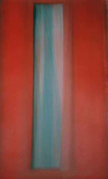 Rosso Acquazzurro, 2001, Mixed media on Arches paper, 40.5 x 26&quot;